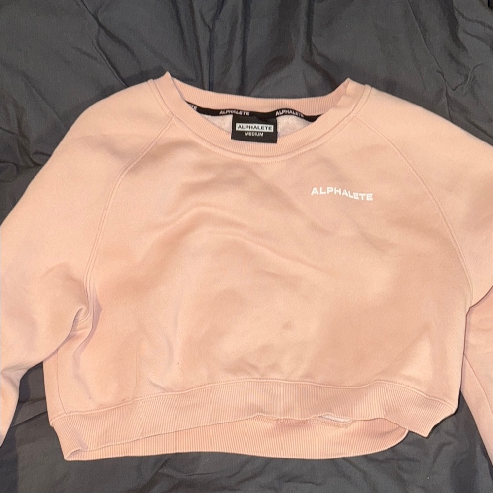 Alphalete Cream Cropped Long Sleeve Hoodie